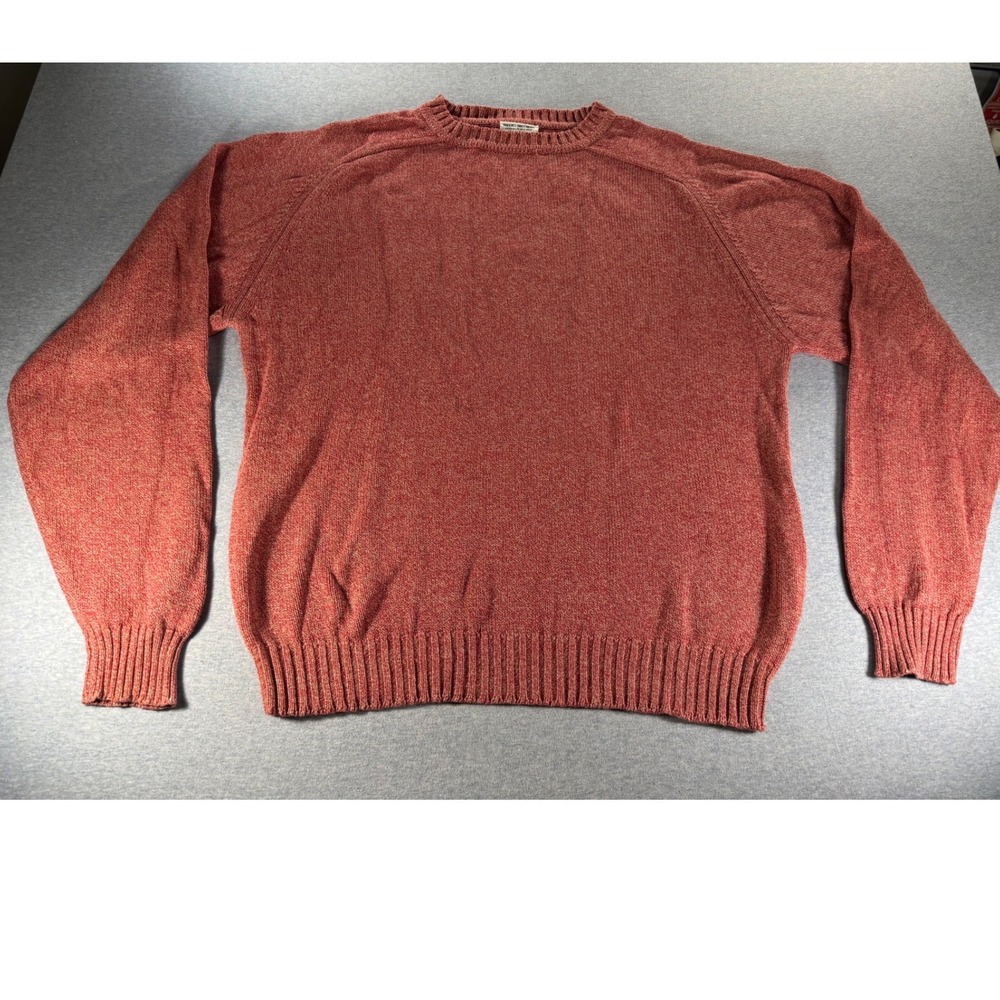 Vintage Brooks Brothers Red Marl Cotton Crewneck Sweater Made in USA Large